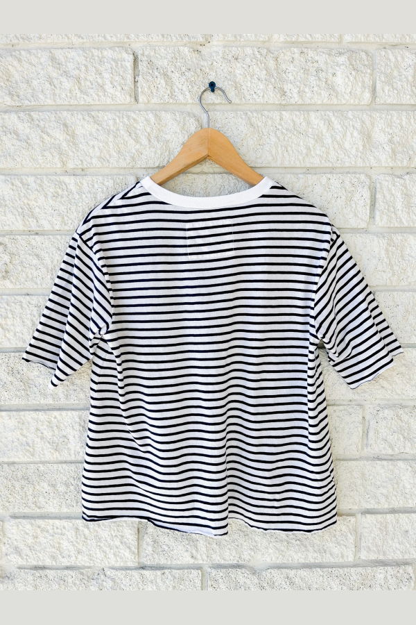 Frank & Eileen Perry NYC Crewneck Tee - White Navy Stripe