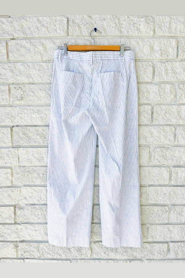 Frank & Eileen The Wexford Wide Leg Linen Pant - Blue/White Stripe