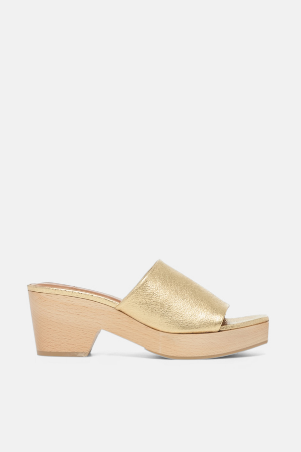 Coclico Mist Clog Sandal - Oro Crinkled Metallic Leather