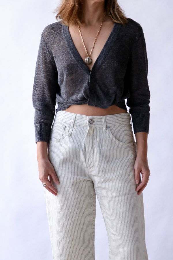 R13 3/4 Sleeve Twisted Front Cardigan