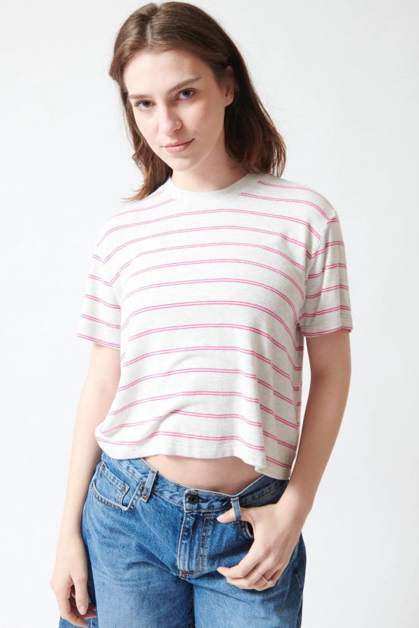 Kule The Modern Tee - White/Poppy Pinstripe