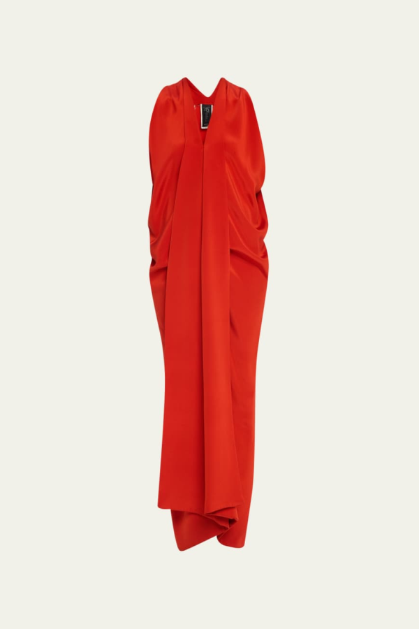 zero + maria cornejo Eve Long Foil Dress - Lucky Red