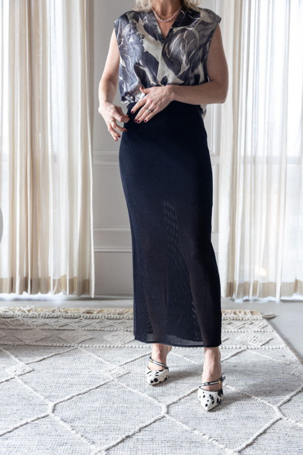 Alysi Knit Mesh Midi Skirt