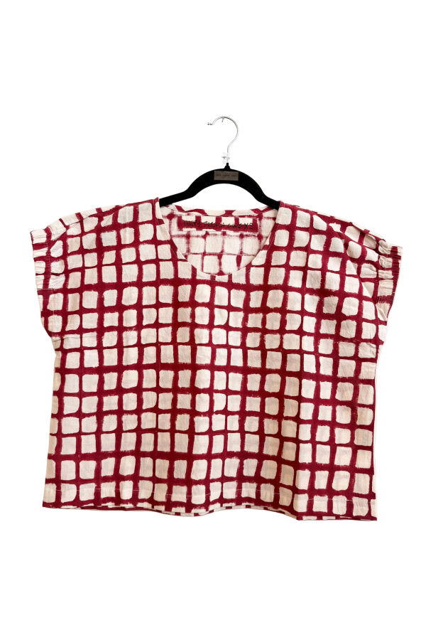 Happy French Gang Zélia Top Madder Grid