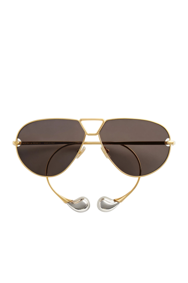 BOTTEGA VENETA Drop Aviator Sunglasses - Gold/Grey
