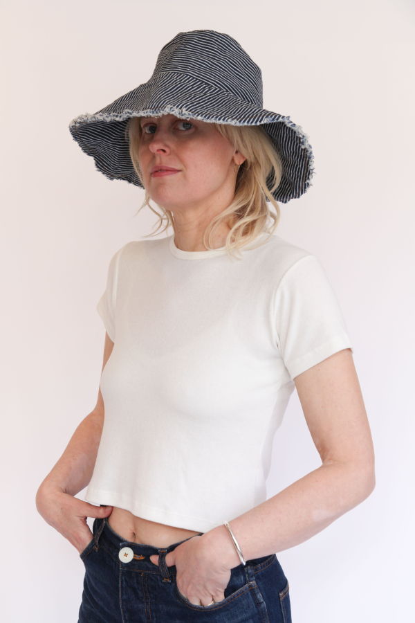 Abigail Rose & Lily Too Sun Hat - Railroad Stripe Denim