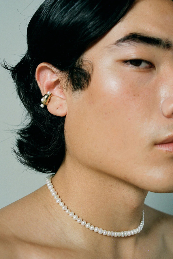 FARIS Patta Collar in Sterling Silver & Pearls