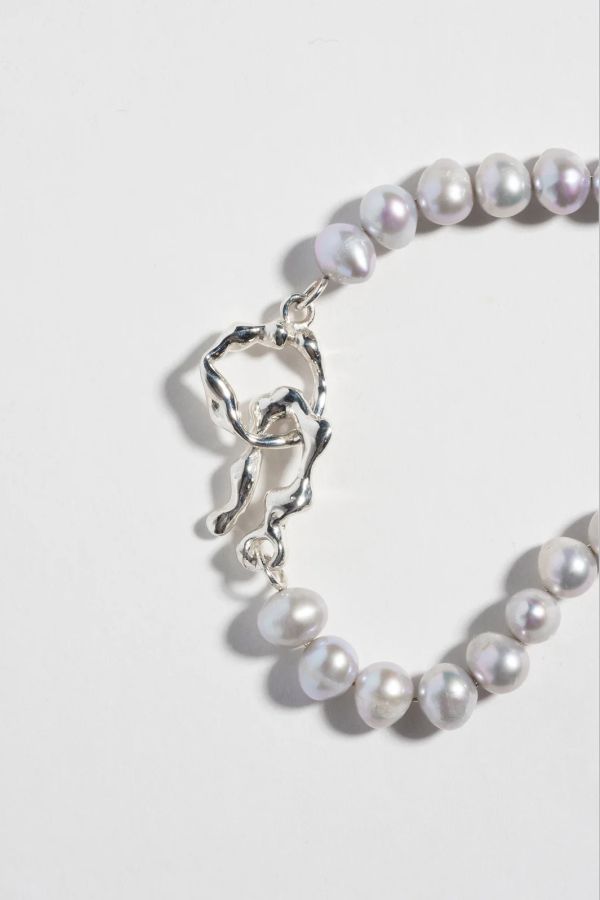 FARIS Patta Collar in Sterling Silver & Pearls