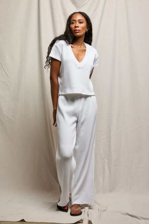 Perfect White Tee Jada Waffle Vneck Tee