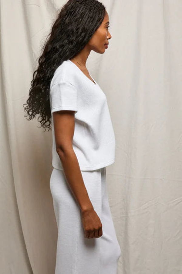 Perfect White Tee Jada Waffle Vneck Tee