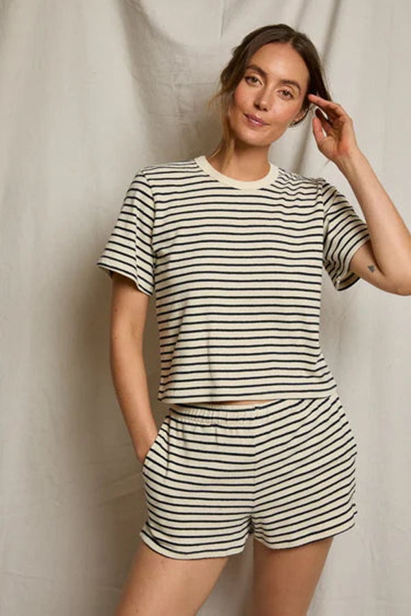 Perfect White Tee Liz Striped Brushed Rugby Shorts