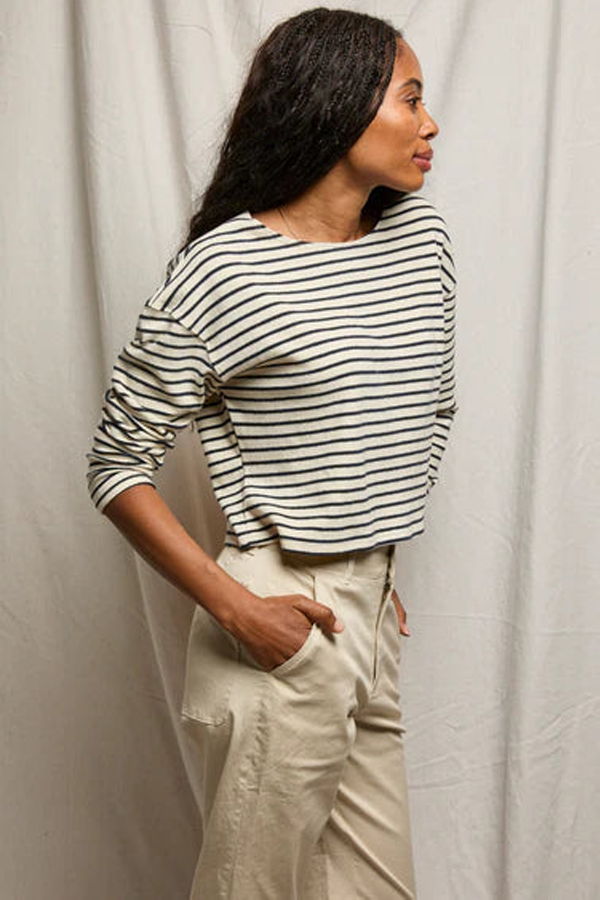 Perfect White Tee Taylor Brushed Rugby Striped Long Sleeve Top