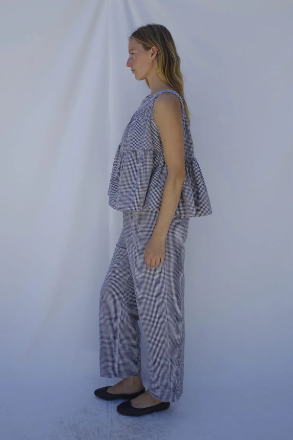 Emma Rothkopf Carmen Top - Navy Gingham