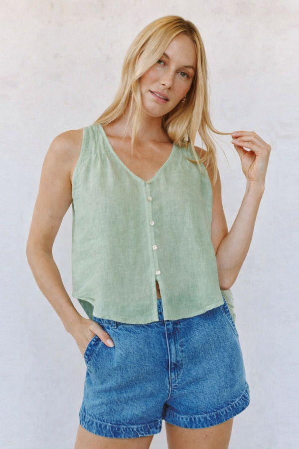 Bella Dahl Sleeveless Pintuck V-Neck Top