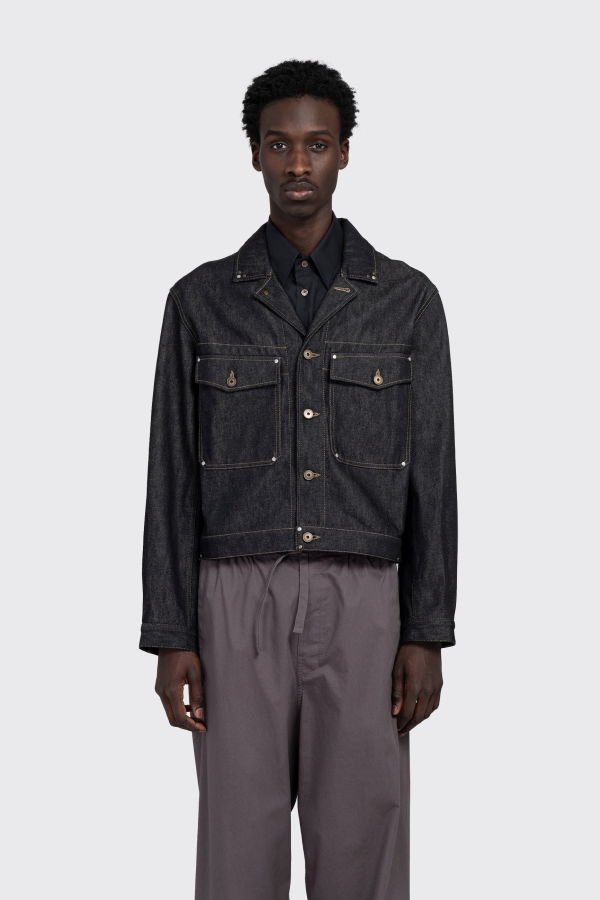 Lemaire Trucker Jacket with Studs - Blue
