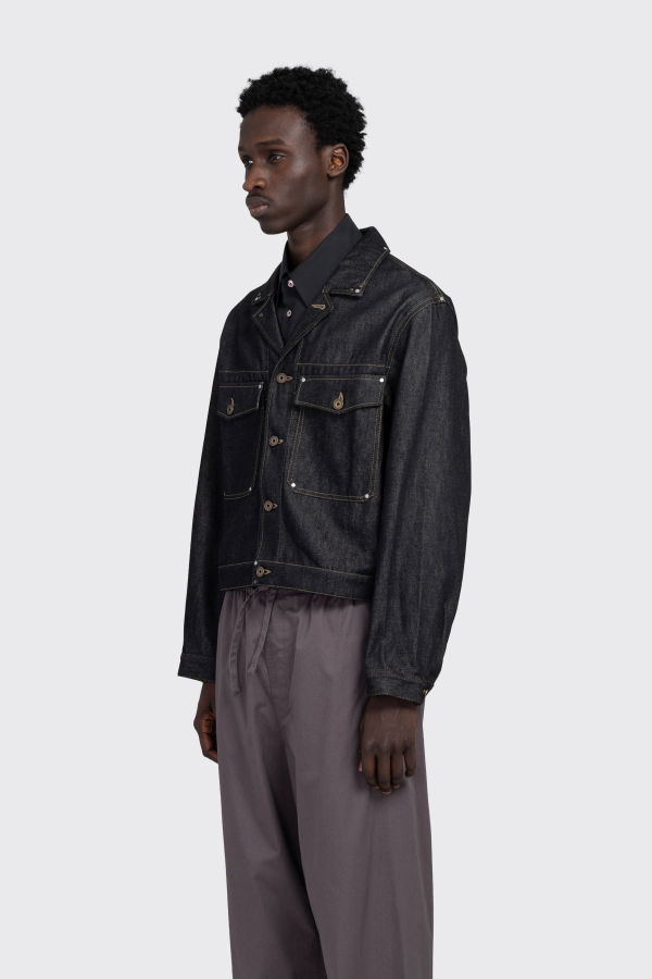 Lemaire Trucker Jacket with Studs - Blue