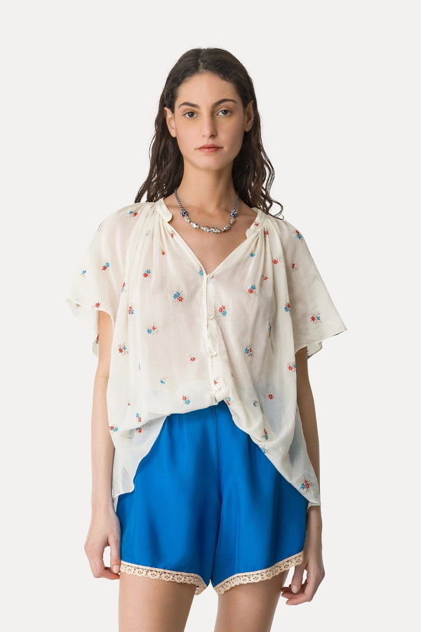 Forte Forte 14876 My Shirt Bohemian Shirt With Petites Fleurs Embroidery