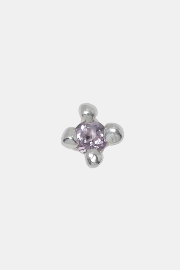 FARIS Dotto Sterling Silver & Pink Amethyst Stud Earring