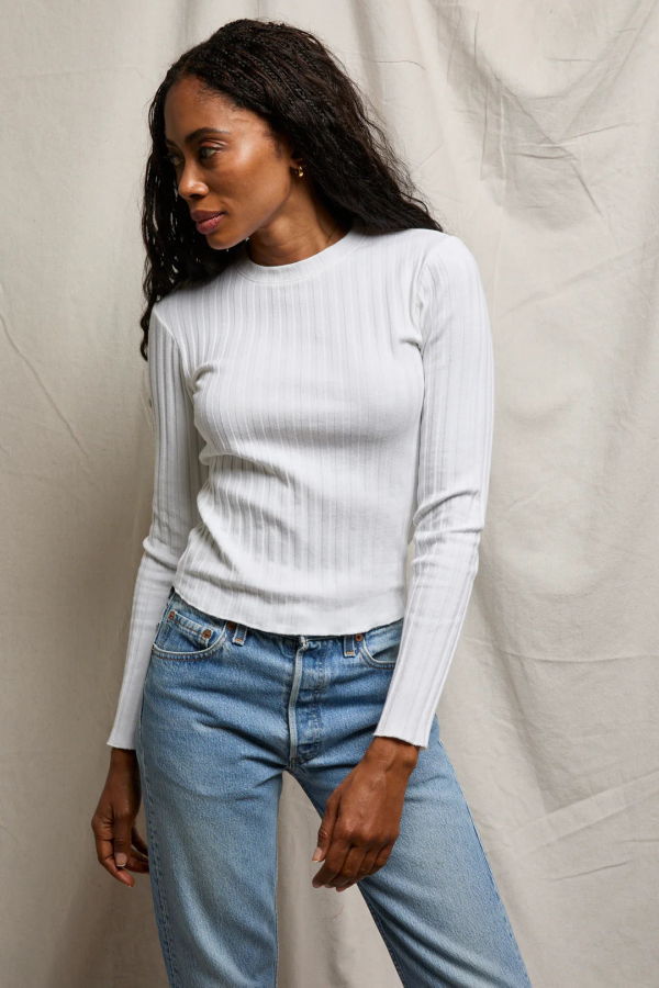 Perfect White Tee Rowe Poorboy Ribbed LS Top