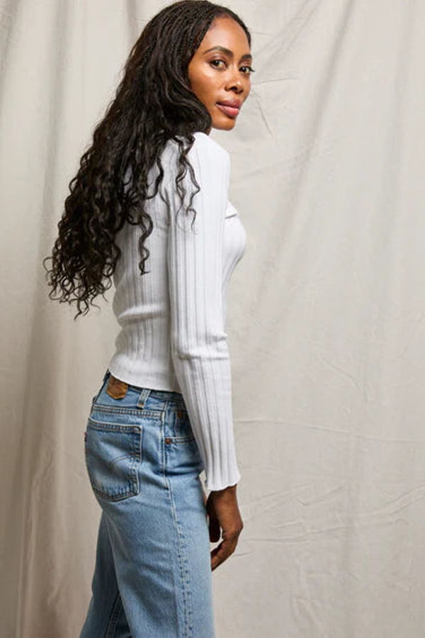 Perfect White Tee Rowe Poorboy Ribbed LS Top