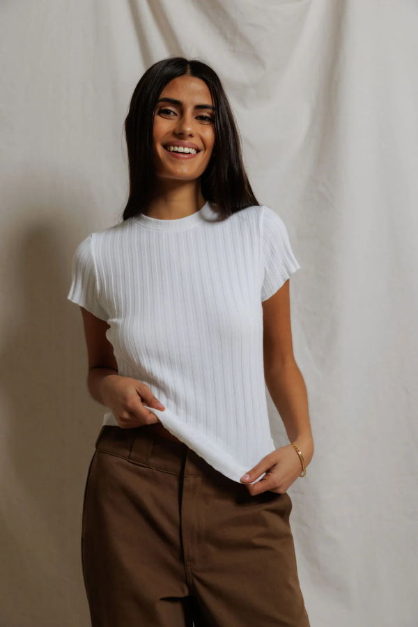 Perfect White Tee Suri Poorboy Cap Sleeve Tee