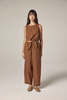 amente Plaid Front Tie Top - Brown/Orange - Thumbnail 4