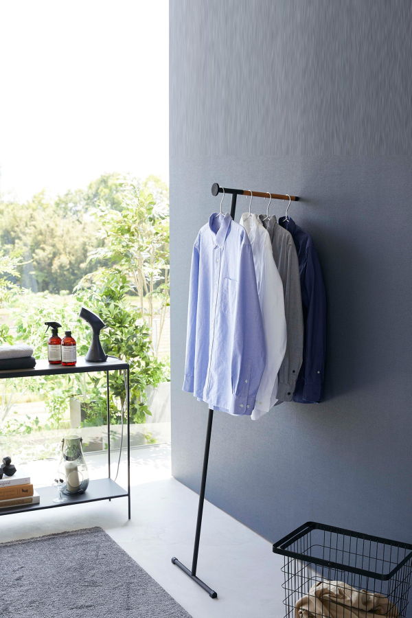 Yamazaki Home Leaning Clothes Hanger - Steel + Wood