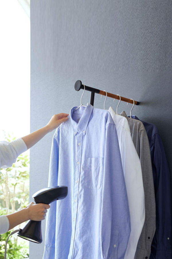 Yamazaki Home Leaning Clothes Hanger - Steel + Wood