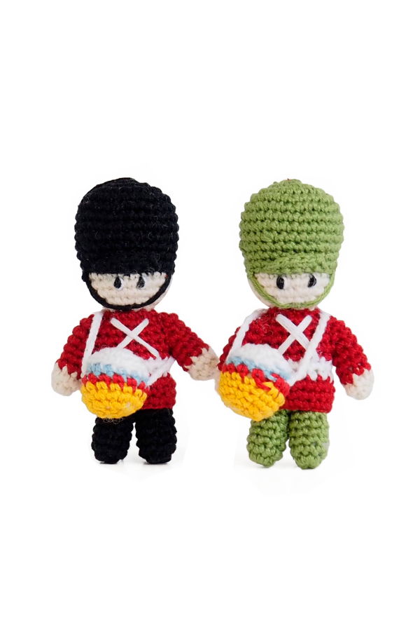 Melange Collection Crochet Drummer Boy Ornaments Case Pack of 6