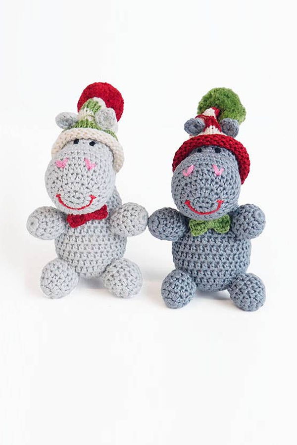 Melange Collection Crochet Hippo Ornaments Case Pack of 6