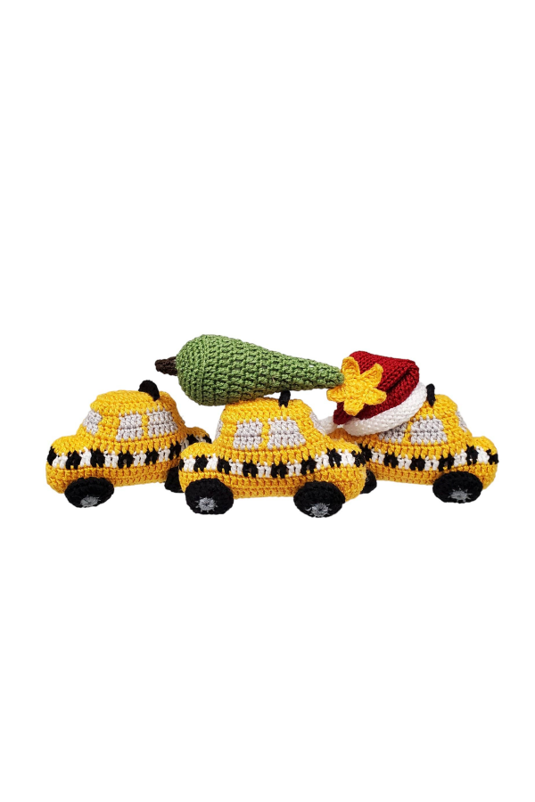 Melange Collection Crochet Taxi Cab Ornaments (Case Pack of 6)