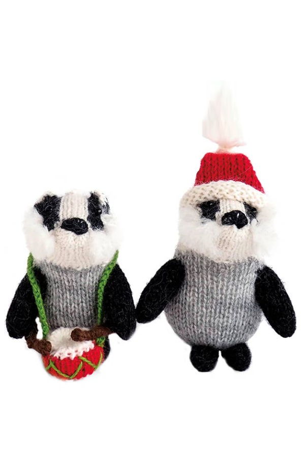 Melange Collection Handmade Knit Badger Holiday Ornaments (Case Pack of 6)
