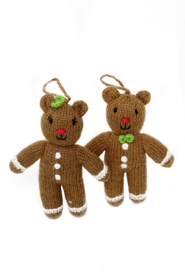 Melange Collection Handmade Knit Gingerbear Holiday Ornaments (Case Pack of 6)
