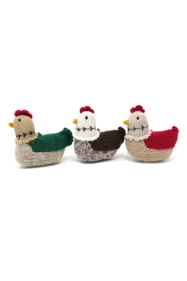 Melange Collection Handmade Knit Hen Holiday Ornaments (Case Pack of 6)