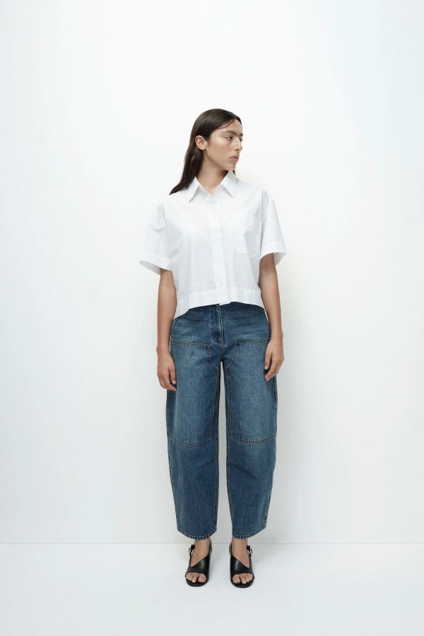 Mijeong Park Denim Barrel Leg Patch Pants