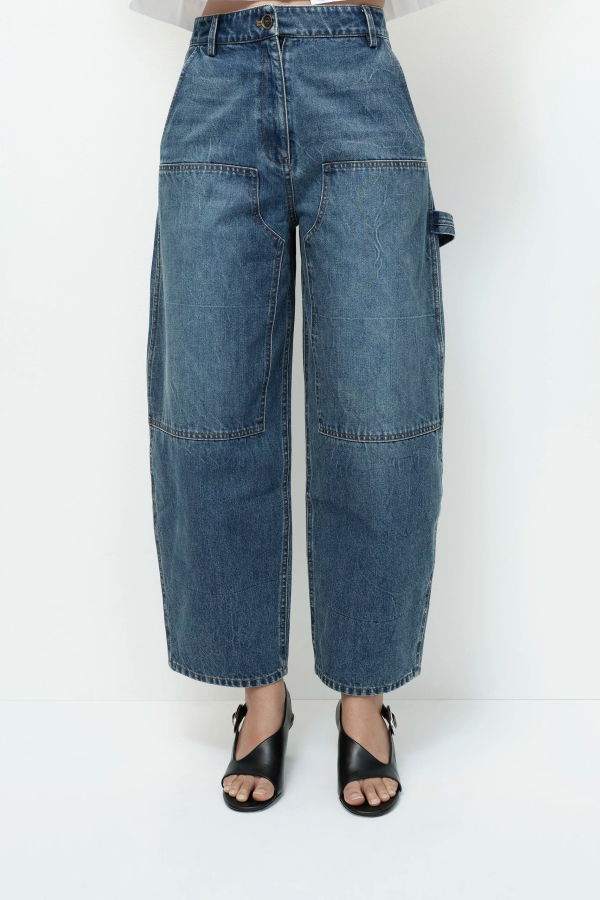 Mijeong Park Denim Barrel Leg Patch Pants