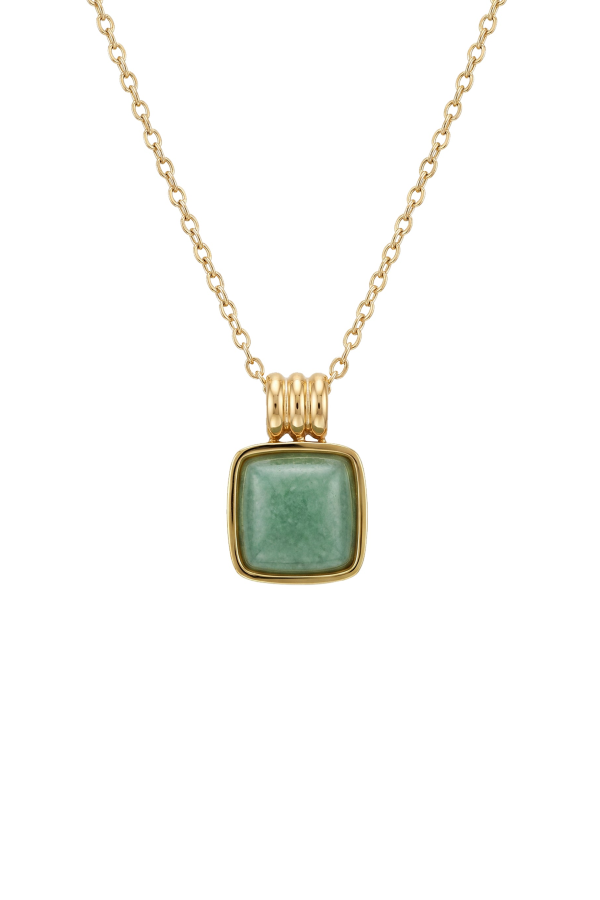 seree Puzzle Jade Stone Pendant Necklace - Green