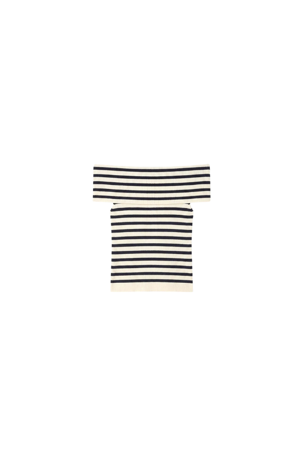Tara Jarmon Twist T-Shirt with Ribbed Knit Stripes