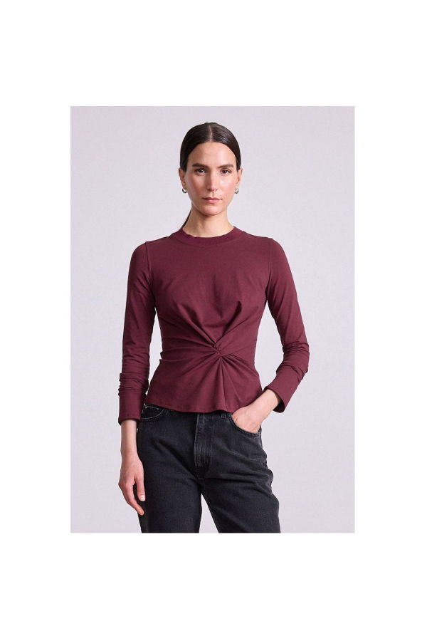 Apiece Apart Long Sleeve Volta Top - Black Cherry