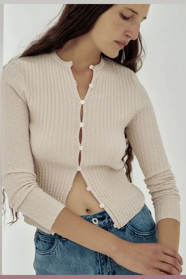 SAYAKA DAVIS NEW YORK Wavy Rib Cardigan