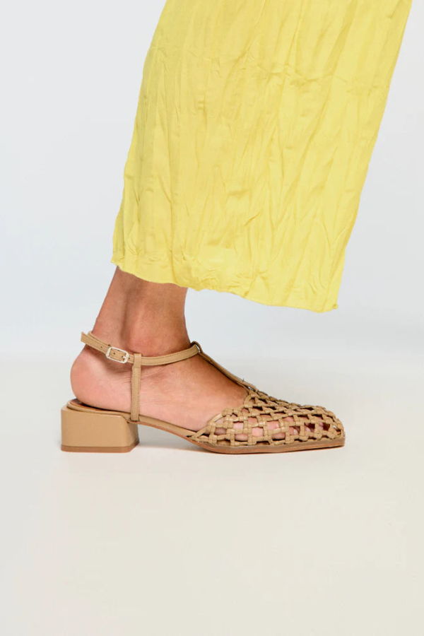 Naguisa Adra Woven T-Strap Sandal - Natural