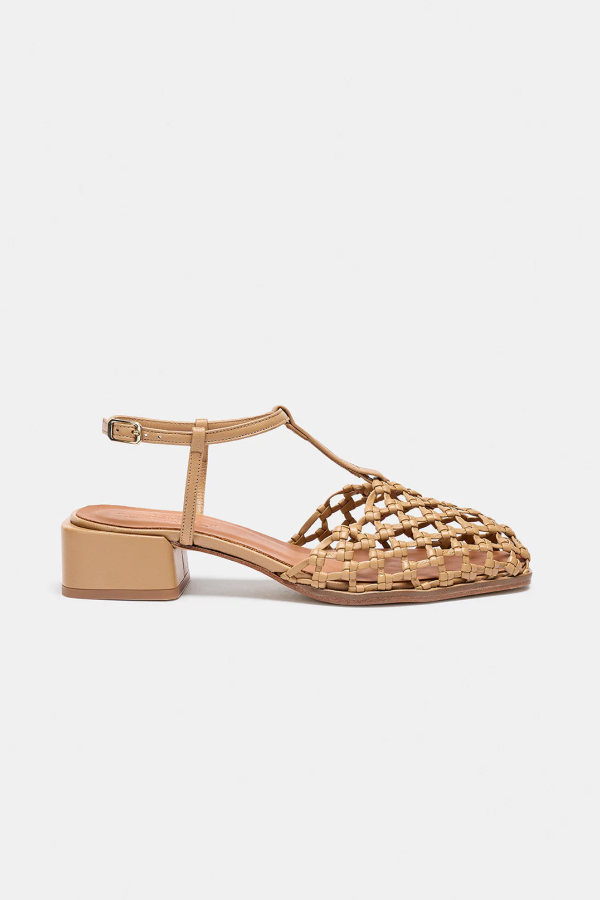 Naguisa Adra Woven T-Strap Sandal - Natural