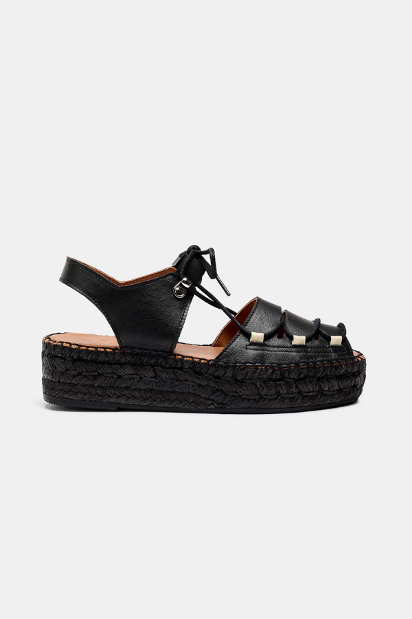 Naguisa Cima Lace Up Espadrille - Black