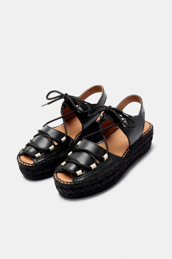 Naguisa Cima Lace Up Espadrille - Black