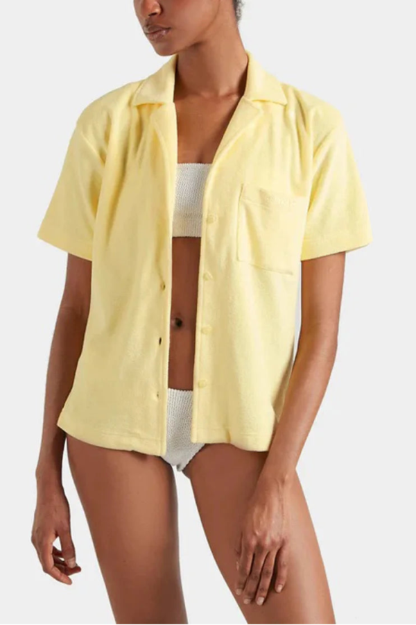 Hunza G Terry Towelling Cuban Shirt - Butter