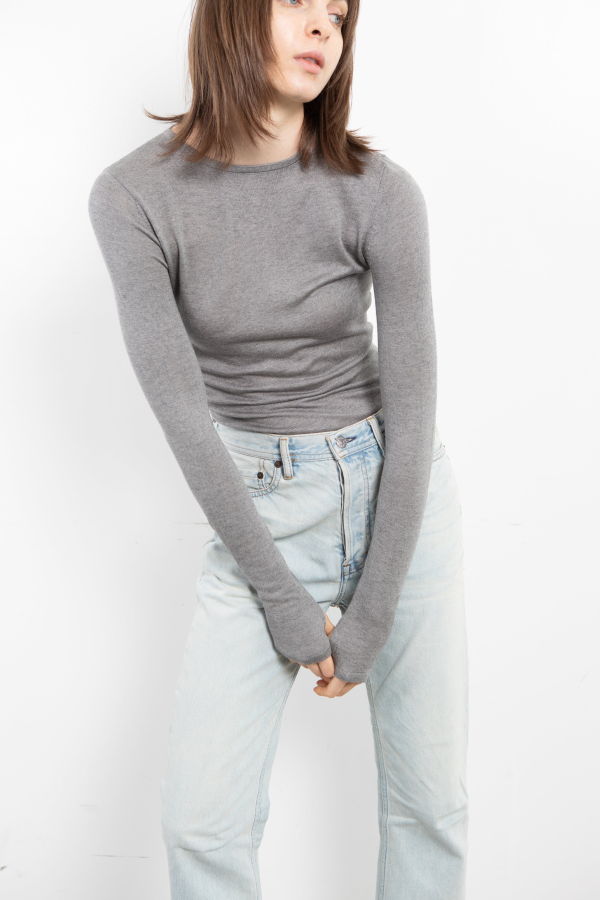 PURECASHMERE NYC Silk Cashmere Long Sleeve Top