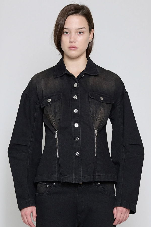 Priscavera Cinched Waist Denim Jacket