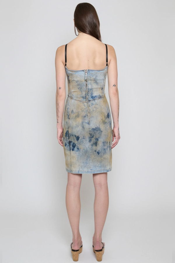 Priscavera Dune Wash Denim Corset Dress