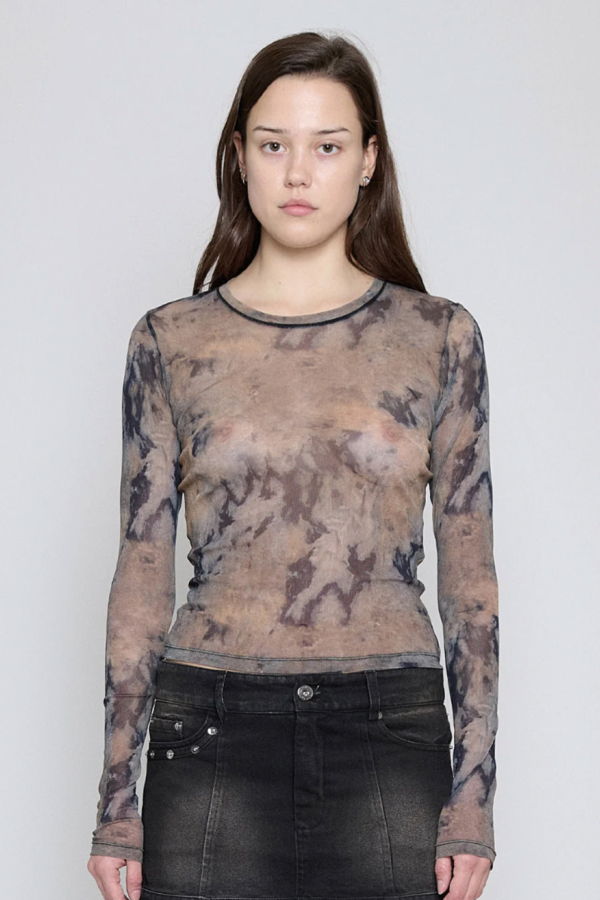 Priscavera Dune Wash Mesh Long Sleeve Top