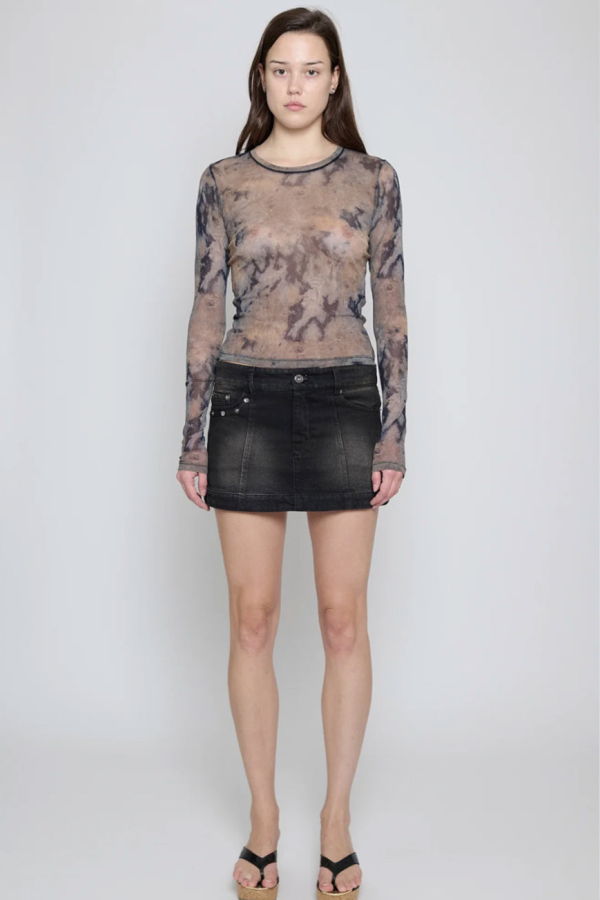 Priscavera Dune Wash Mesh Long Sleeve Top